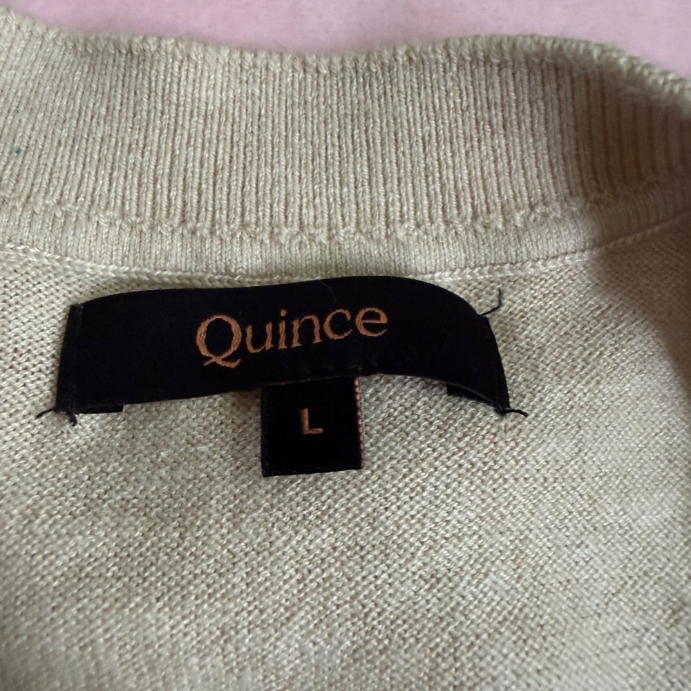 Quince Women's V-Neck Lightweight Sweater in Cream - Picture 3 of 6